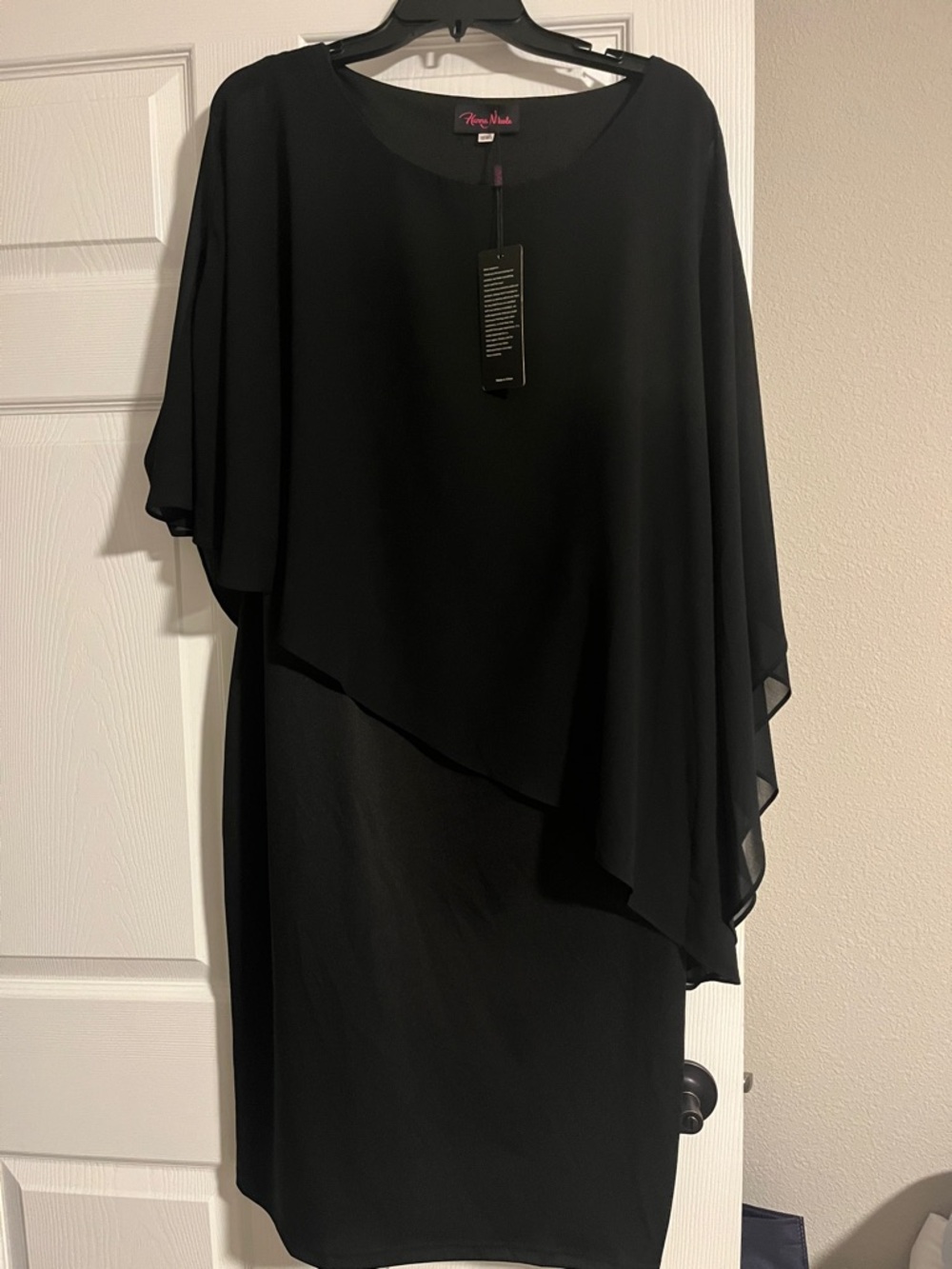 Asymmetrical Black Cape Dress by Hanna Nikole